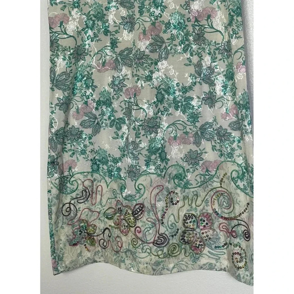 Traditional Chinese Beaded Flower Lace Mesh Embroidery Cheongsam Dress Green XL - Picture 9 of 15